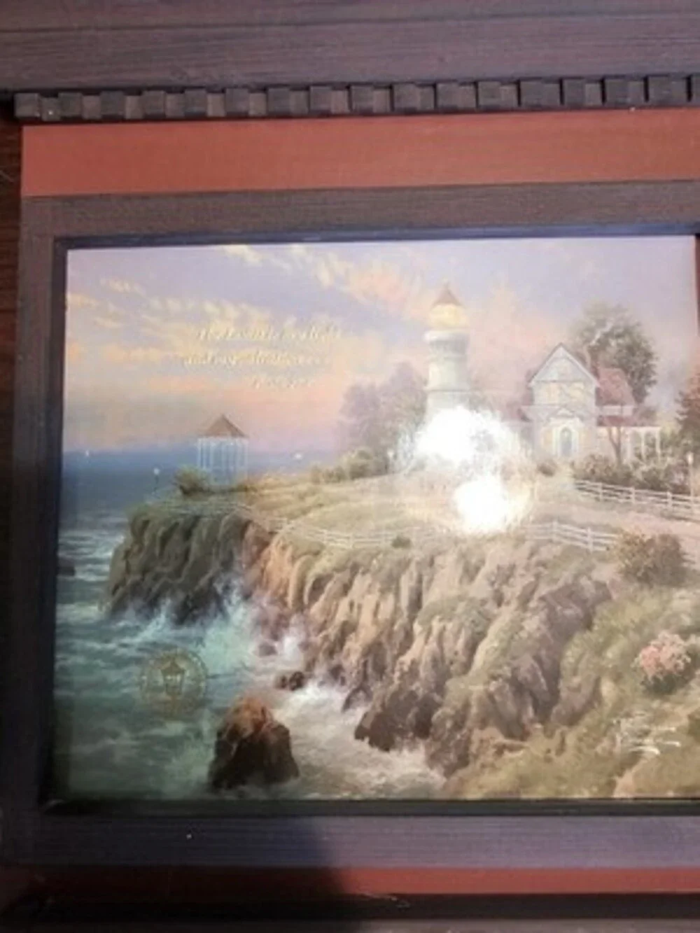 Thomas Kinkade Wooden Wall-Mounted Perpetual Calendar w/ 4 Art Prints Tiles